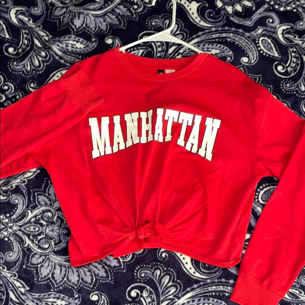 Red Manhattan Graphic Crop Top